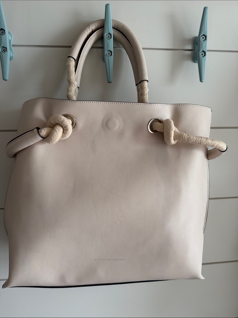 Nautical Tote Bag in Cream/beige with Rope Handles By French Connection.